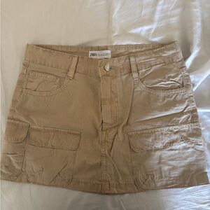 Zara Beige Textured Mini Skirt